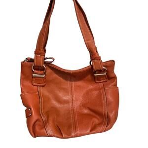 Tignanello burnt orange leather purse handbag double handles shoulderbag Hobo